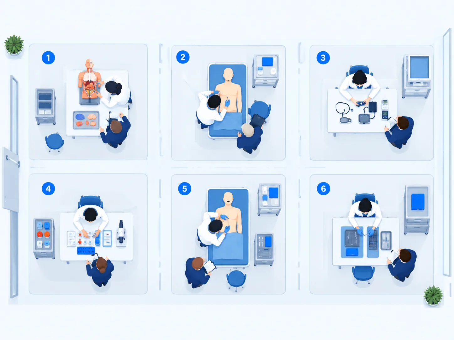 Rotation planning: learners, stations, labs and evaluators scheduled in one view