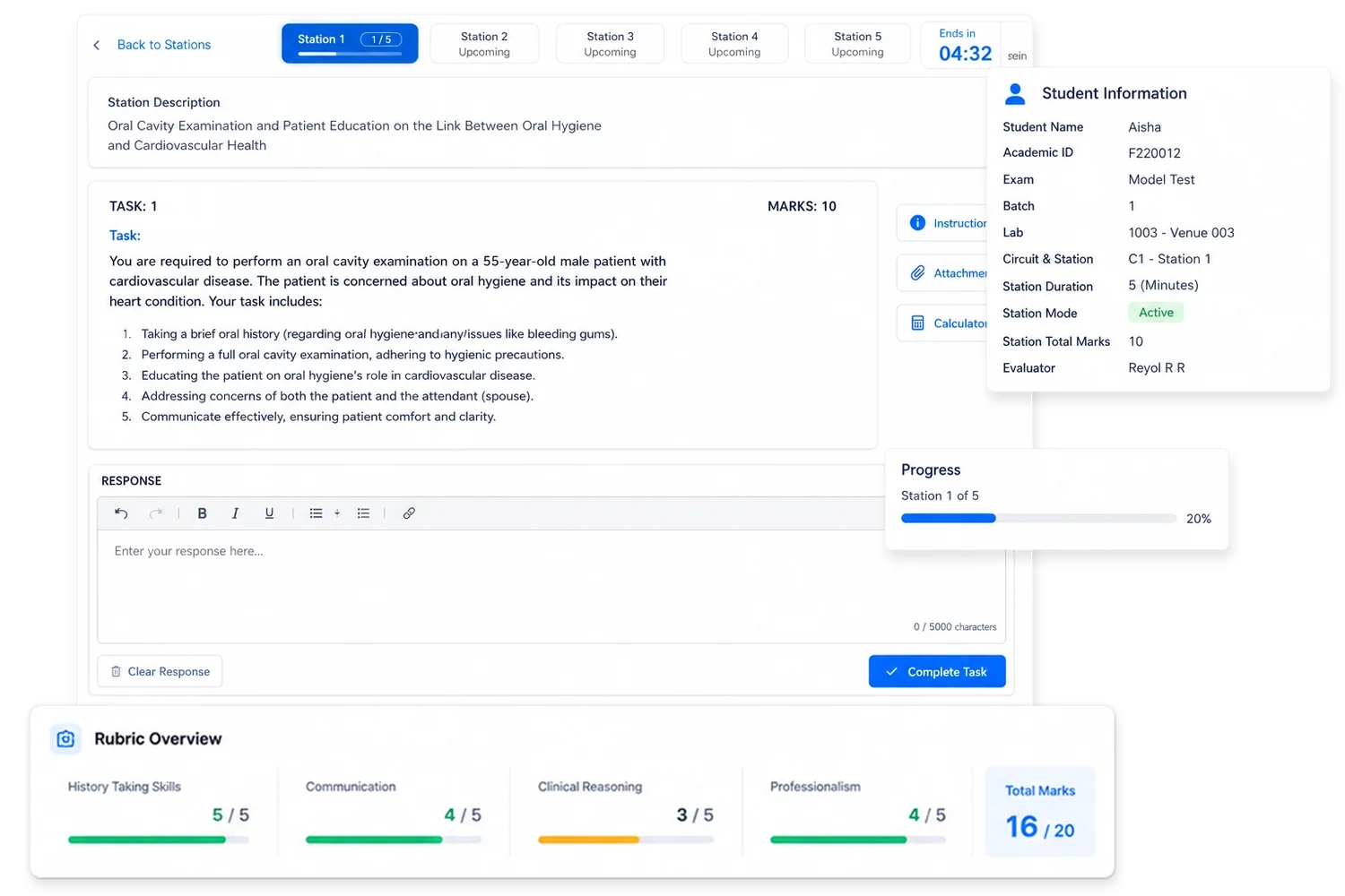 OSSAI: Station rubric scoring with comments for the learner
