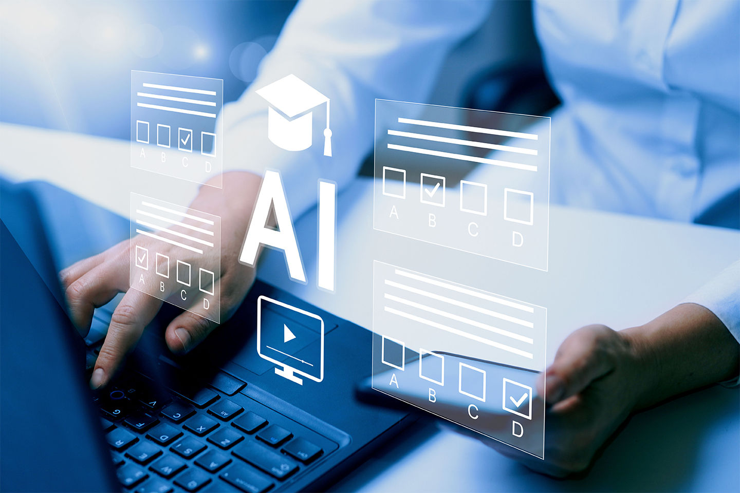 Education internet online digital technology concept. E-learning education, online internet course lessons, modern AI concept